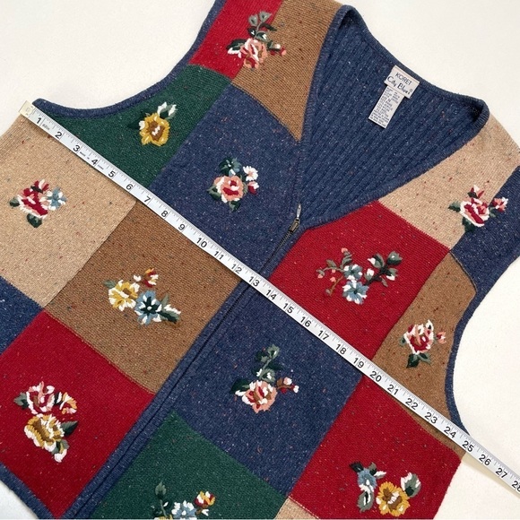 VTG patchwork floral embroidered vest 1X - Picture 11 of 12